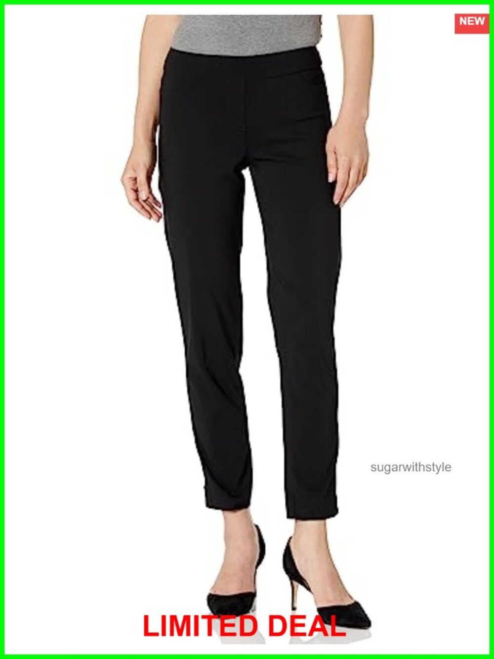 Plus Size Pull-On Straight Crop Pants Tummy Control 4-Way Stretch Wrinkle